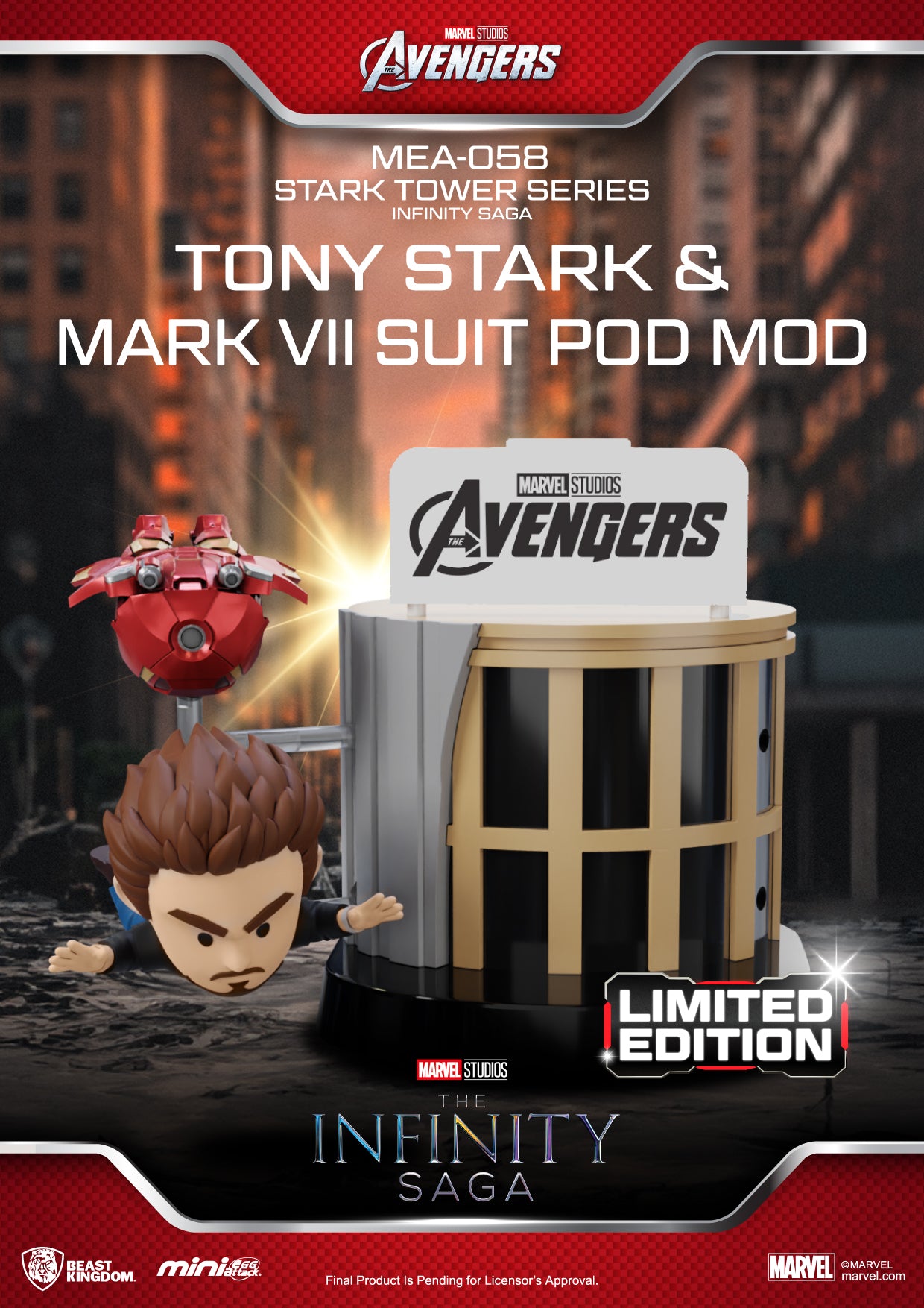 Infinity Saga Stark Tower Tony &amp; Mark VII Suit Pod Mod Figure - MEA-058